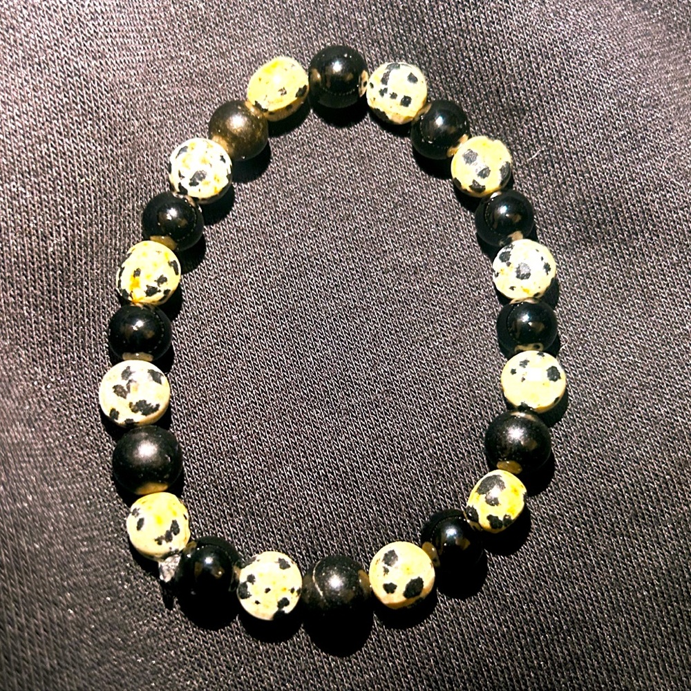 Dalmation Jasper X Obsidian grounding & Protection bracelet